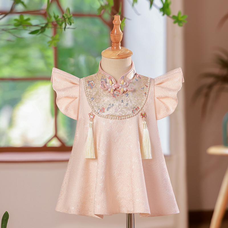 周岁女宝礼服中式2023新款宝宝生日宴抓周冠衣女童国风连衣裙夏季