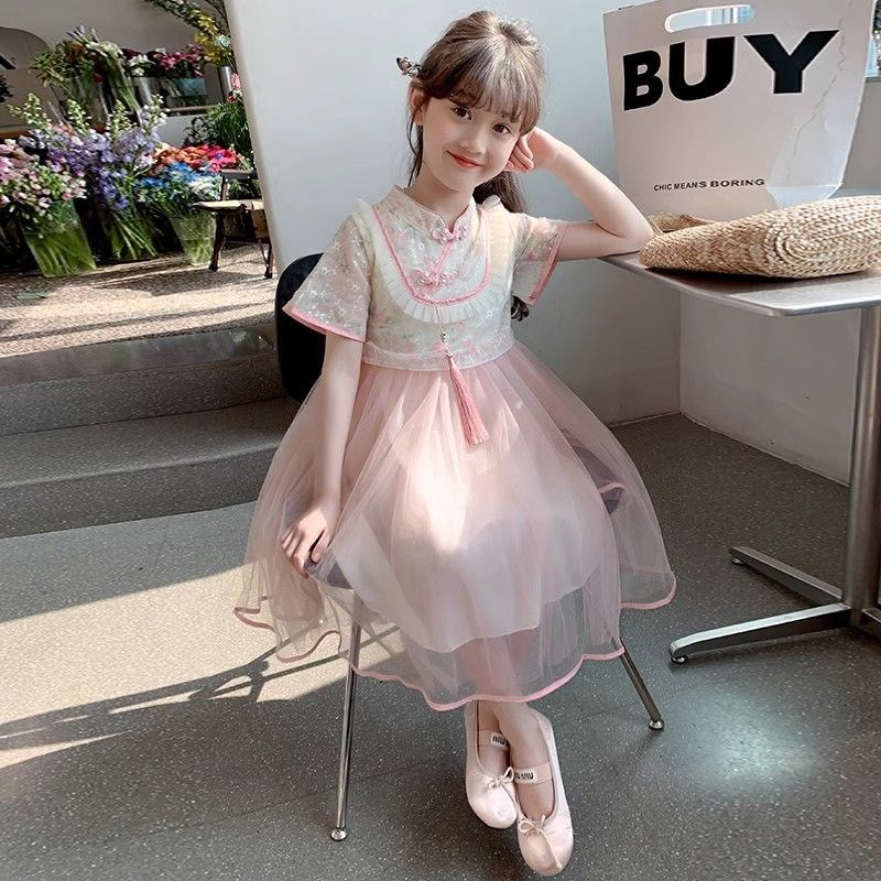 女童汉服连衣裙夏装2025新款儿童洋气中国风夏季女孩短袖公主裙子