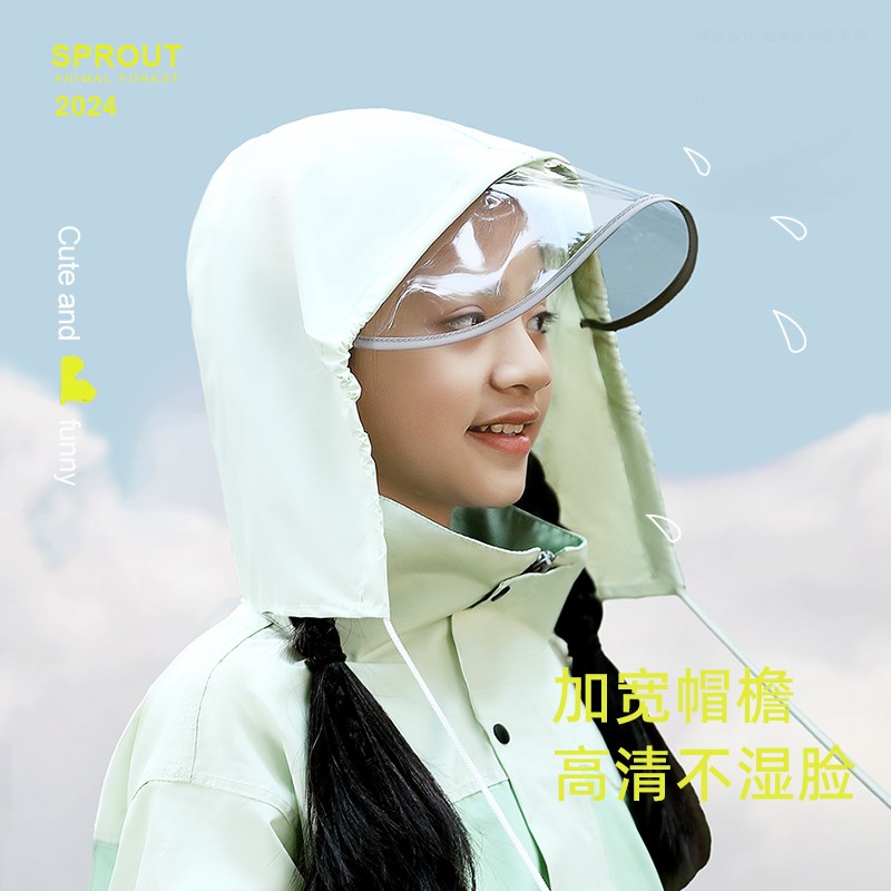 儿童分体雨衣雨裤套装女孩中大童小学生带书包位雨披男童防水外套