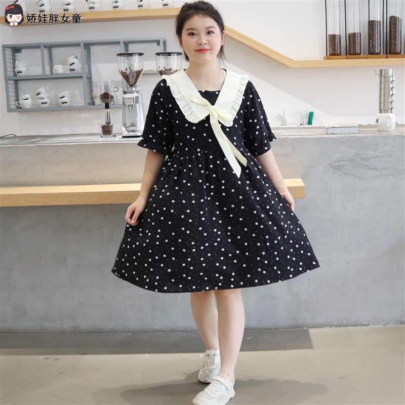 胖女童装夏季新款娃娃领碎花连衣裙女大童泡泡雪纺公主裙洋气显瘦,童装/婴儿装/亲子装,连衣裙,淘宝优惠券,粉丝福利购,淘宝优惠卷