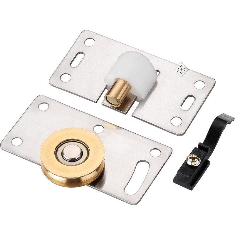 不锈钢铜轮实木衣柜橱柜门推拉门滑轮轨道配套导轨配滑轮配件上下