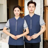 男 灰色酒店客房家政商场阿姨PA蓝色长袖 物业保洁工作服女夏季 短袖