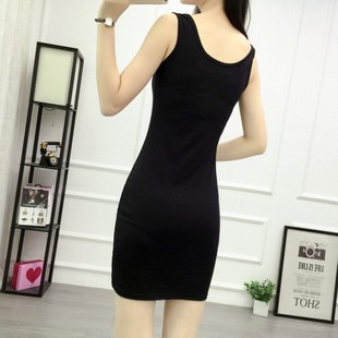 秋冬新款加绒加厚中长款吊带背心裙保暖打底衫女冬包臀裙内搭衬裙