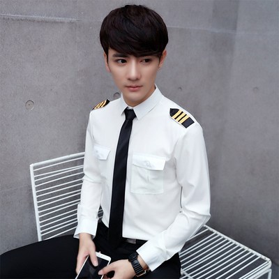 定制logo美发师发型师酒吧KTV足浴服务员工作服男士长袖衬衫衬衣