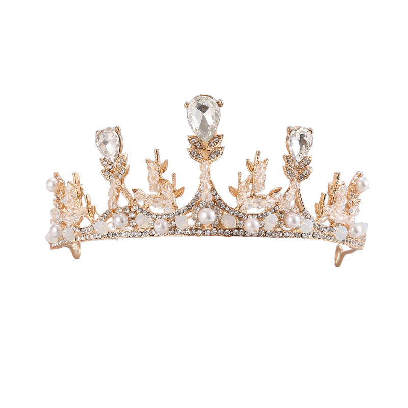 儿童皇冠头饰公主女童表演王冠水晶发箍小孩生日发卡钢琴演出饰品