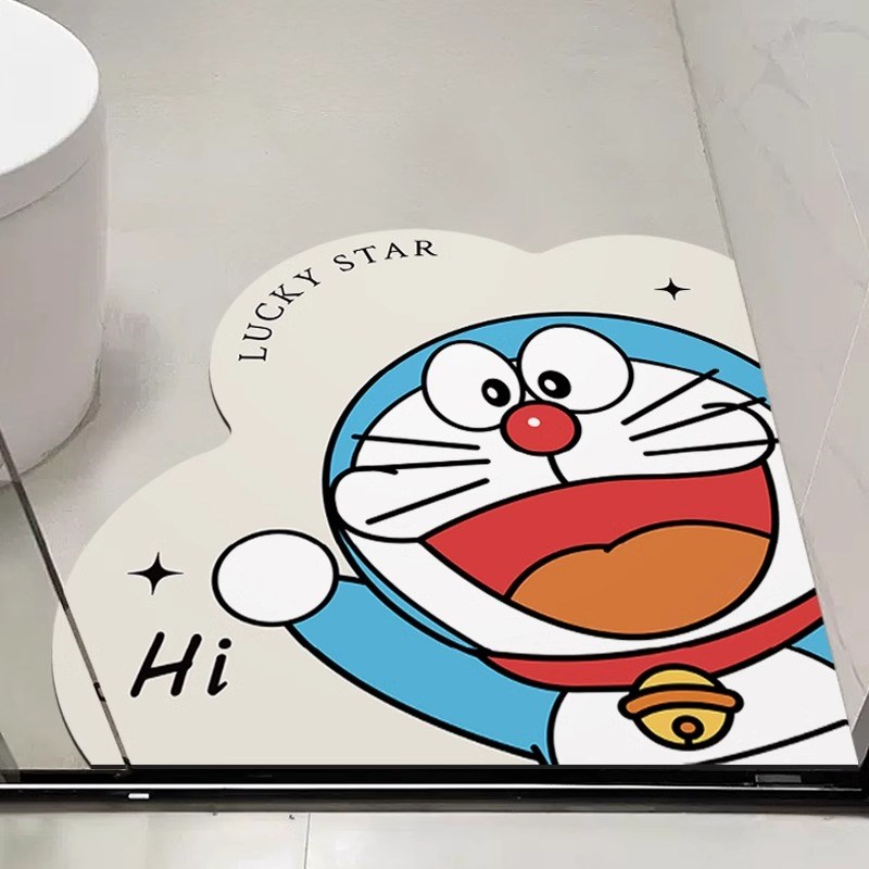 胖虎浴室地垫卡通可爱卫生间防滑垫厕所硅藻泥吸水垫家用脚垫门垫