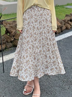 2024夏季新款大码女装胖mm雪纺碎花半身裙高腰遮胯显瘦A字裙31722