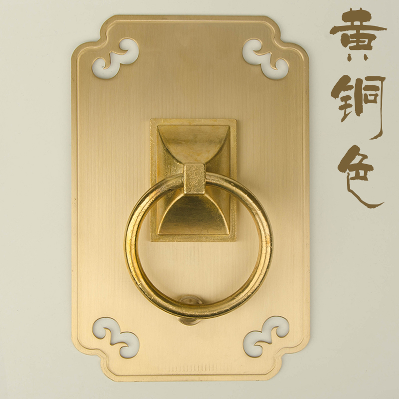 中式复古纯铜方形简约拉手别墅大门装饰铺首拉环把手门把木门扣手
