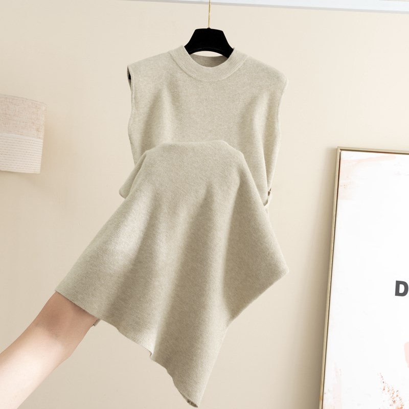 2024秋冬新款圆领针织连衣裙女外穿内搭气质显瘦打底无袖毛衣裙厚