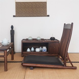 清竺云境备茶台实木茶柜榻榻米边几飘窗落地茶台黑胡桃茶几