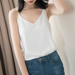 小清新雪纺麻吊带外穿双层无袖背心内搭打底衫