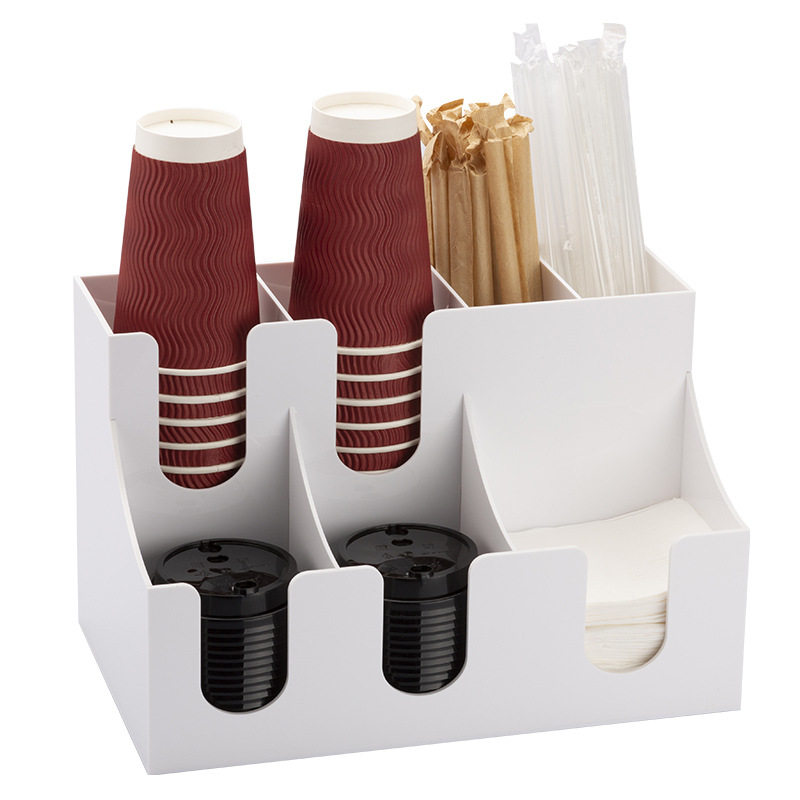 咖啡一次性纸杯架白色压克力杯子置物架奶茶店取杯器商用工厂