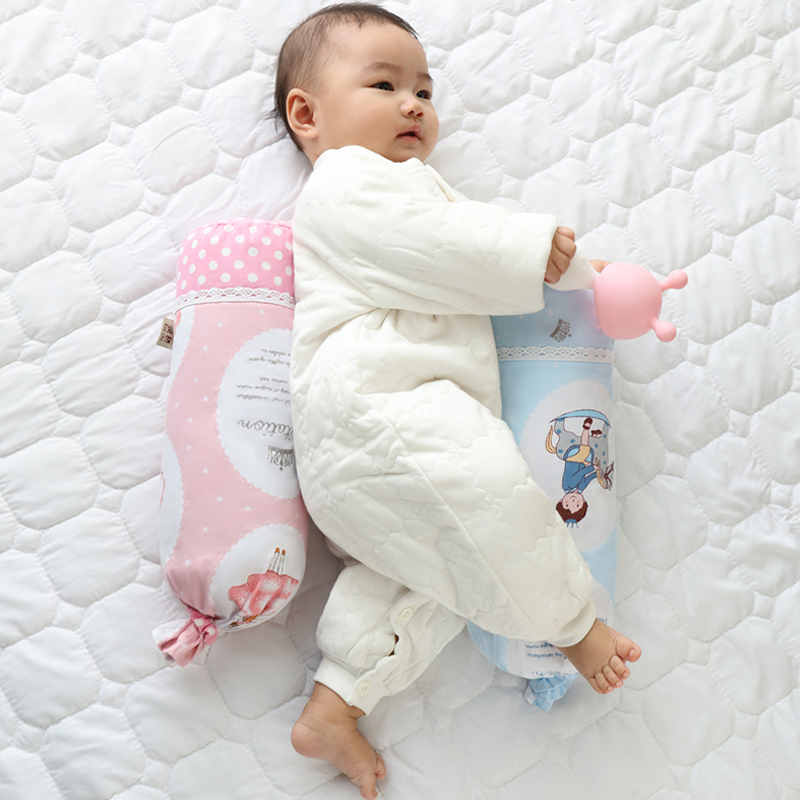 婴儿侧睡安抚枕荞麦纯棉新生儿防惊跳宝宝睡觉神器圆柱糖果抱枕初
