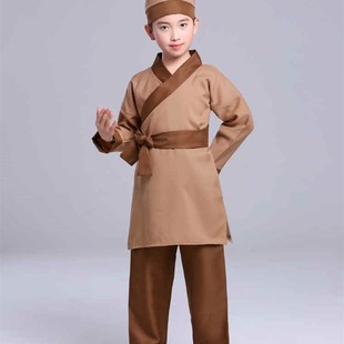 儿童古装汉服男童男孩小孩古代农民店小二仆人小偷衣服表演出服装