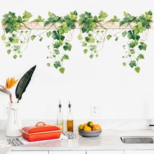 创意清新叶子贴纸房间装 饰贴客厅卧室美化卫生间绿色藤蔓系列墙贴