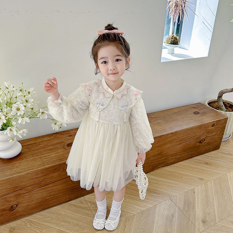 女宝宝春秋季国风洋气连衣裙2024新款春装小女孩公主裙纱裙套装裙