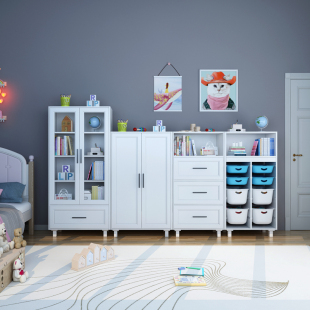 可比熊实木儿童书架书柜置物架绘本架宝宝收纳架落地玩具防尘定制