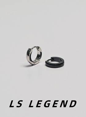 钛钢素圈耳扣中性黑色女简约男耳环圆圈个性痞帅睡觉免摘圆环时尚