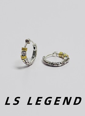 LS古风国风耳环男女镀银复古中性防过敏做旧个性独特耳扣小众国潮