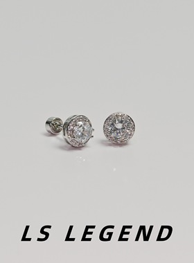 316L钛钢耳钉男微镶防过敏耳骨钉中性镶钻女圆形锆石白钻个性时尚