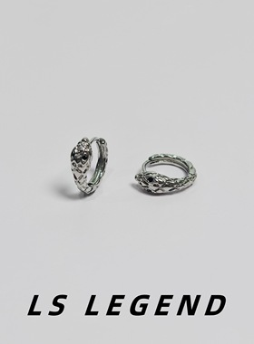 925银针耳饰蛇形防过敏中性耳扣男个性女锆石精致小众高级感独特