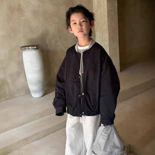 男童春秋飞行员棒球服设计感外套2025新款儿童秋装女童宽松夹克