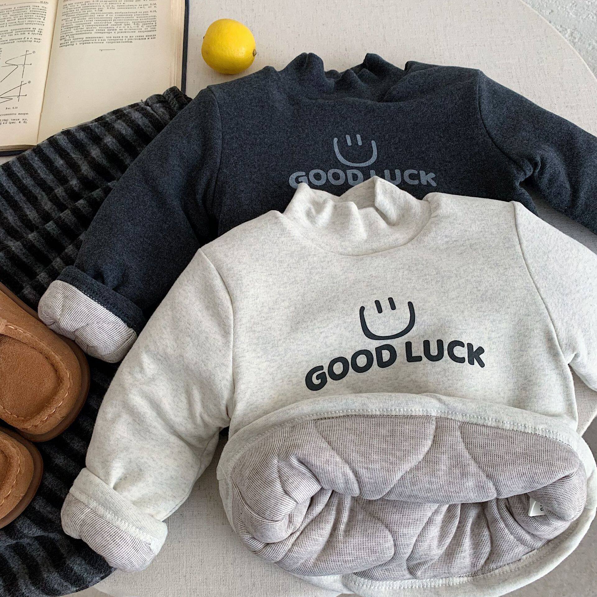 男童半高领打底衫2025冬季新款儿童加绒加厚保暖女童上衣T恤长袖