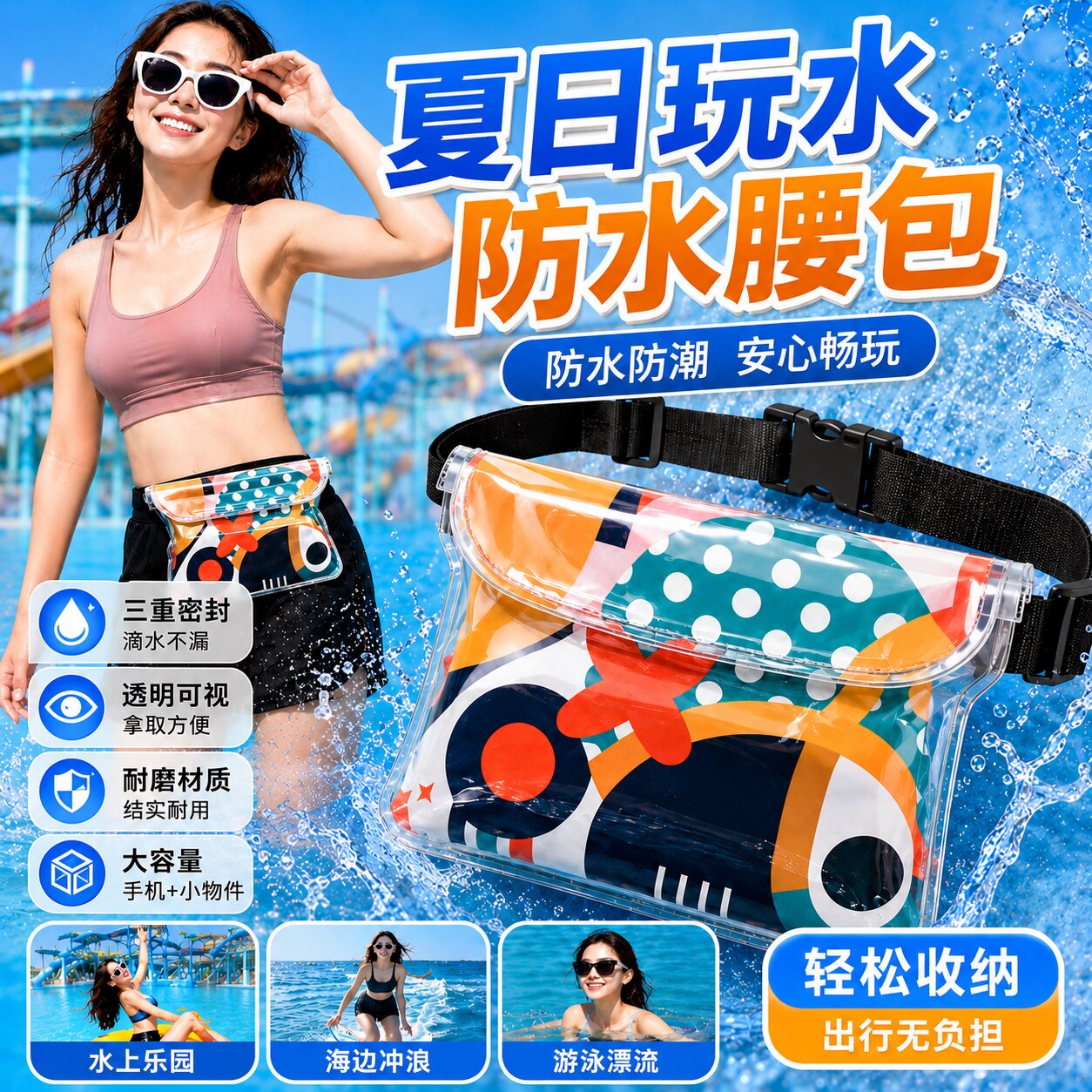 手机防水袋潜水漂流密封斜挎腰包