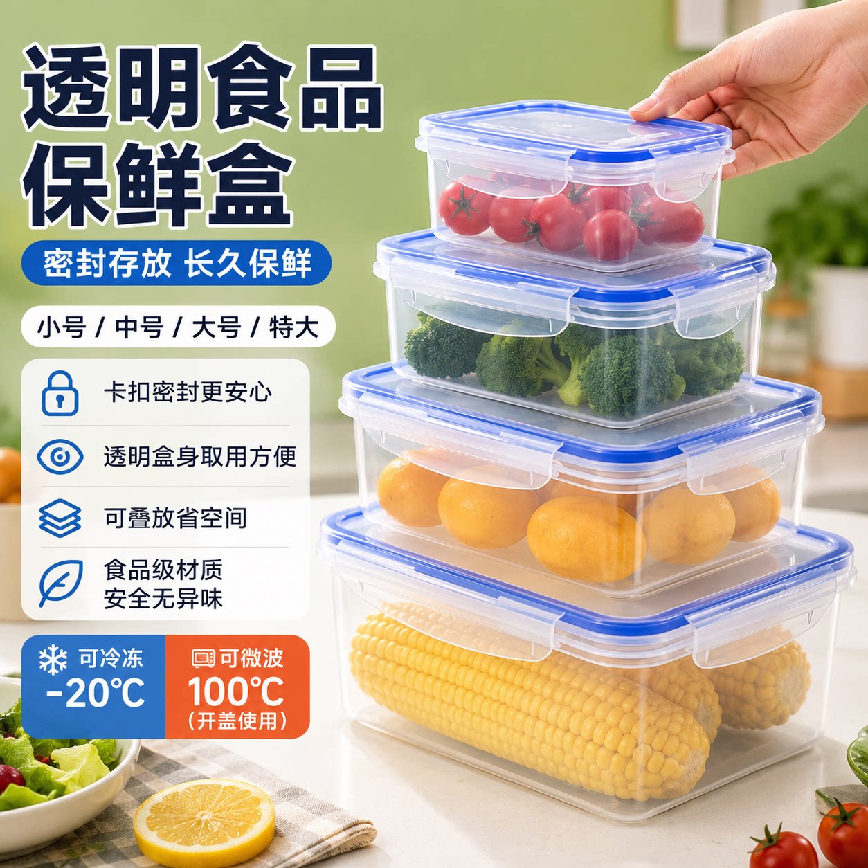 冰箱微波卡扣密封保鲜盒罐食品级