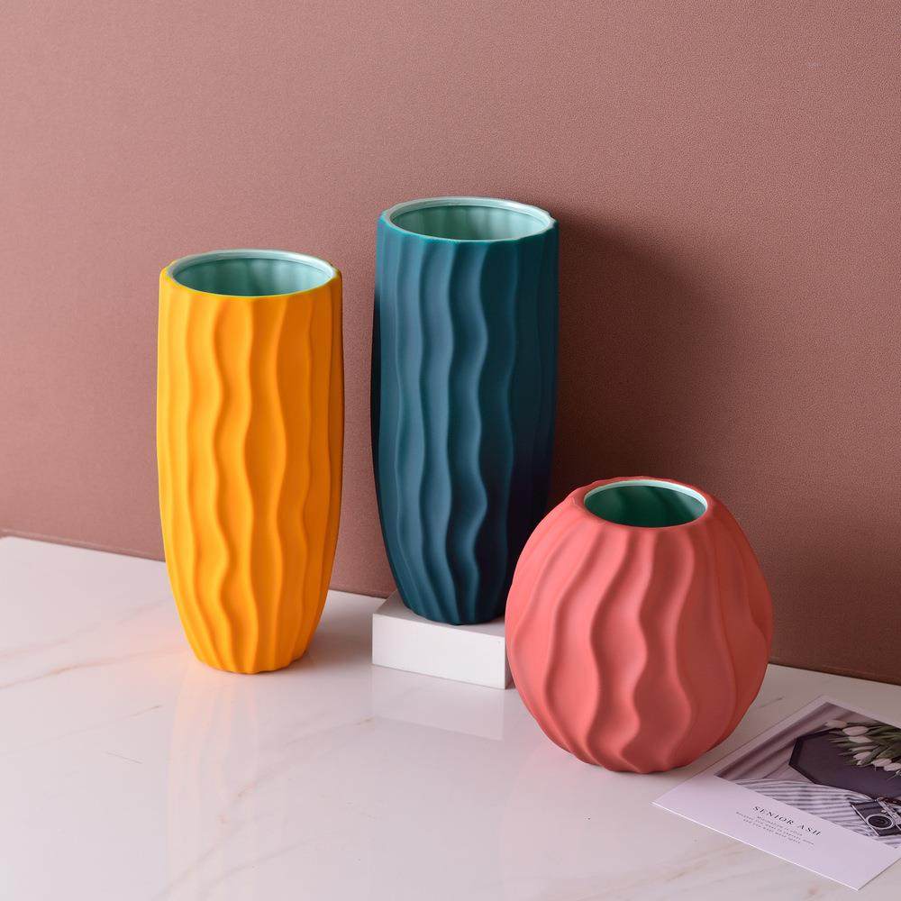 简奢约莫兰迪黄绿红色陶瓷花瓶花器家居软装饰品样板房工艺品,橡塑材料及制品,工业陶瓷,淘宝优惠券,粉丝福利购,淘宝优惠卷