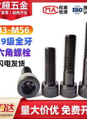 12.9级全牙内六角螺丝全螺纹螺栓全丝扣螺钉M3M4M5M6M8M10M12M14M