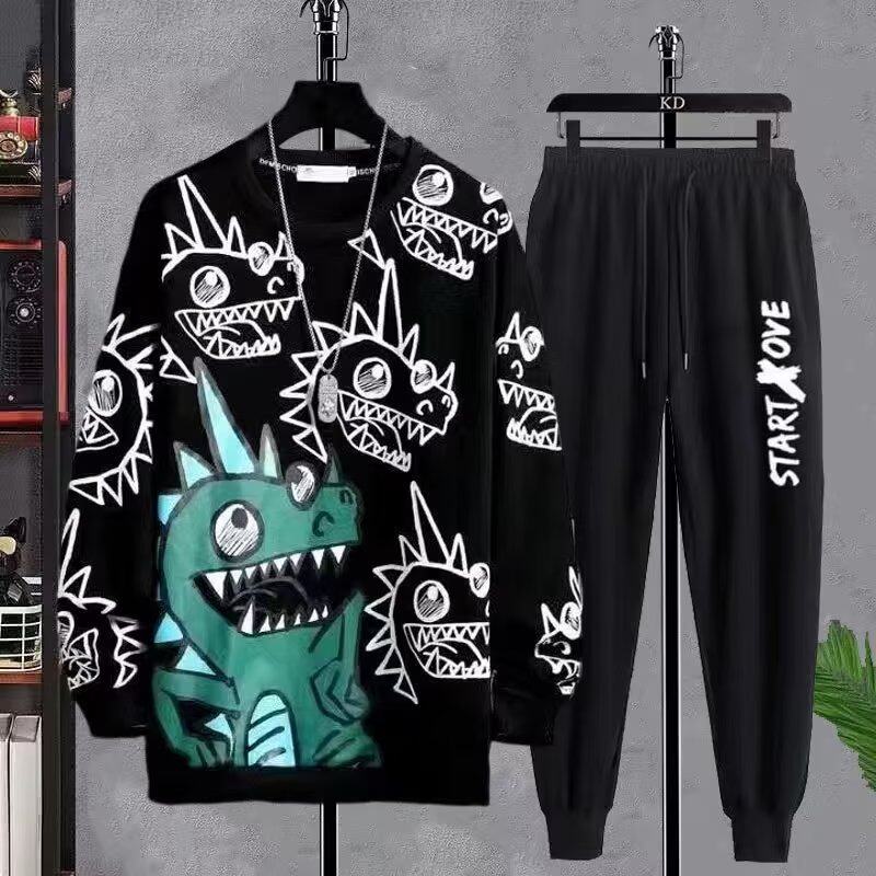 청소년 가을 운동복 정장 남자의 느슨한 학생 가을 두 조각 세트 잘 생긴 어린이 스포츠 정장