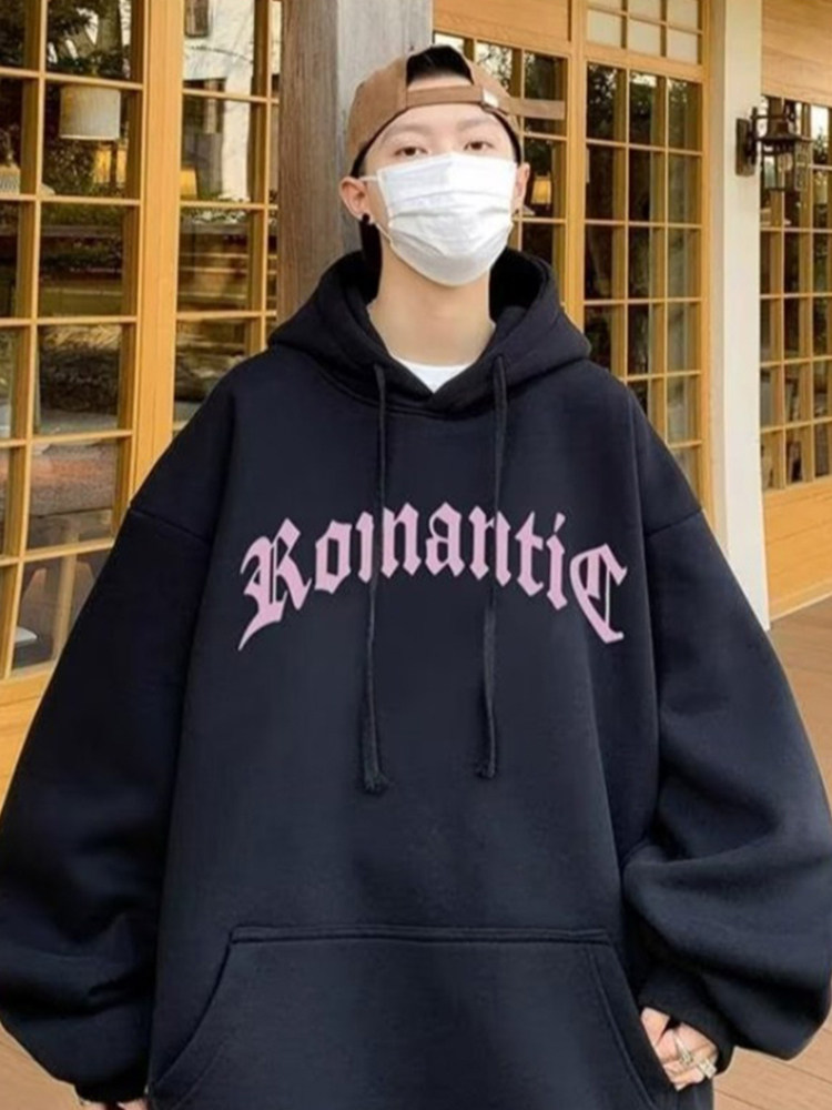 미국 복고풍 후드 티셔츠 남성 가을 겨울 특대 유행 브랜드 헤비 까마귀 하이 스트리트 힙합 루즈 자켓