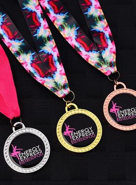 金属奖牌定做挂脖奖牌儿童学校运动会马拉松金牌银牌铜牌定制