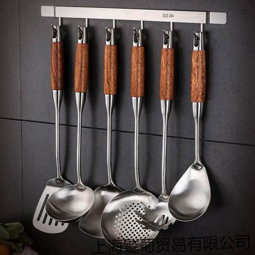 304不锈钢梨花木厨具套装 商用酒店厨房炒菜炒铲漏勺煎铲饭勺套装