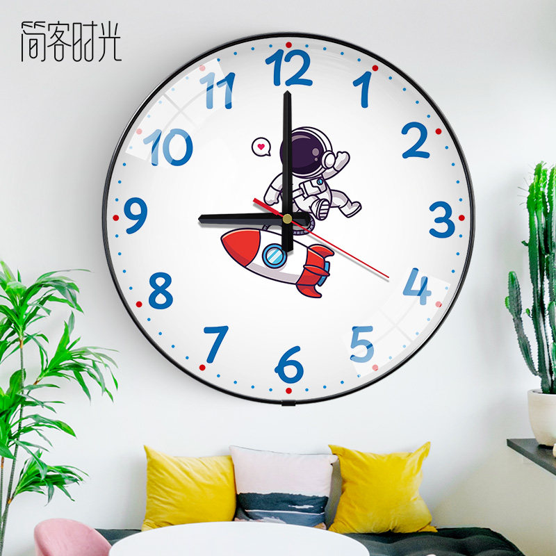 2024最新款家用儿童房客厅静音机芯高端创意钟表挂墙时钟挂钟圆形