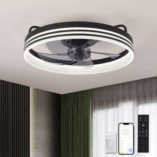 跨境新款风扇灯客厅大厅主灯现代简约静音智能一体吊扇灯源头工厂