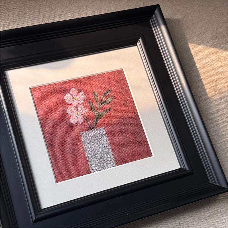 小众艺术挂画《隅花意》花卉卧室装饰画法式中古风床头柜桌面摆画