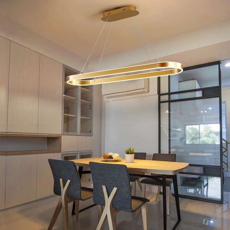 长方形餐厅灯现代简约led前台椭圆形办公室会议工作室吧台餐吊灯