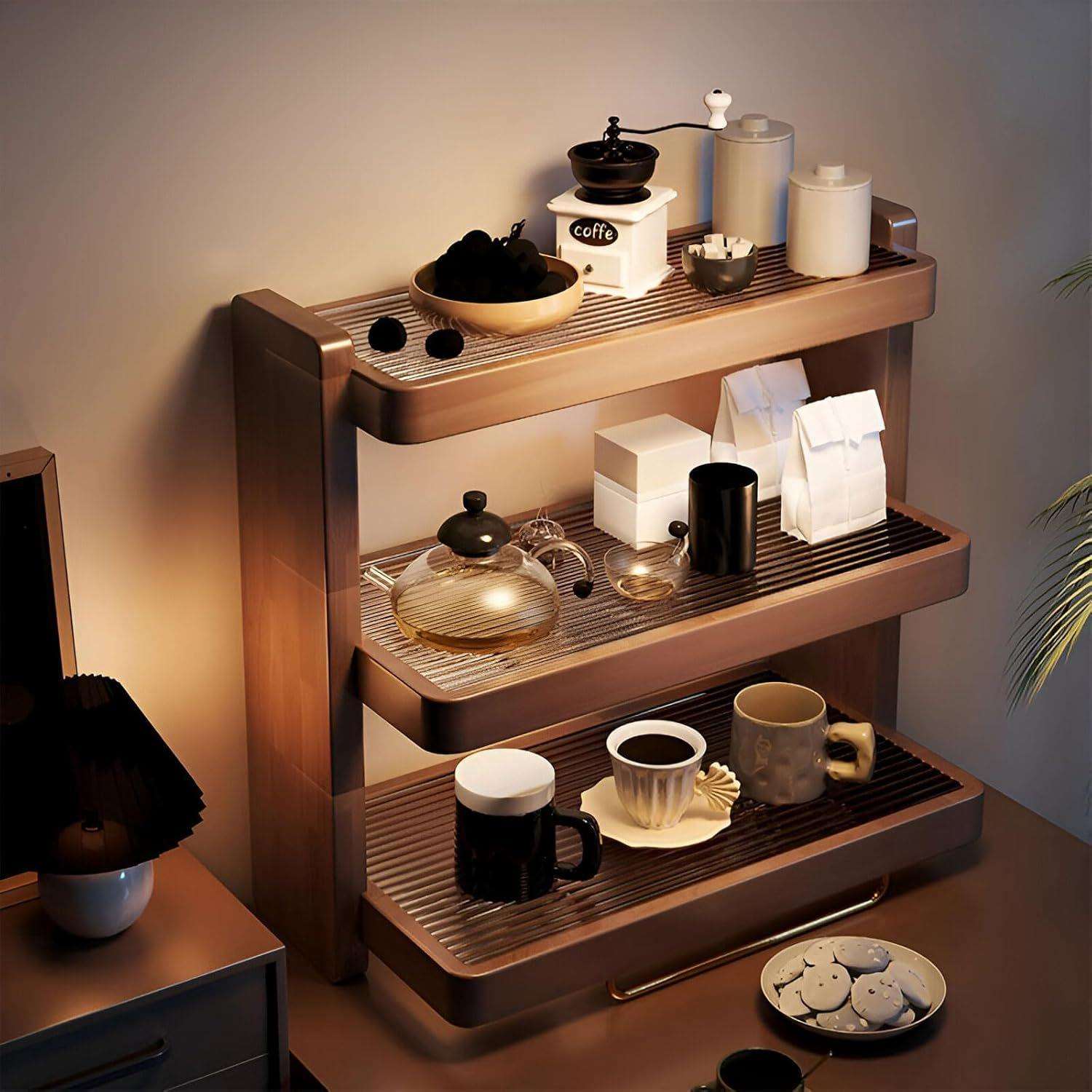 实木桌面茶杯收纳架马克杯台面亚克力茶碗茶具小茶柜餐桌上置物架