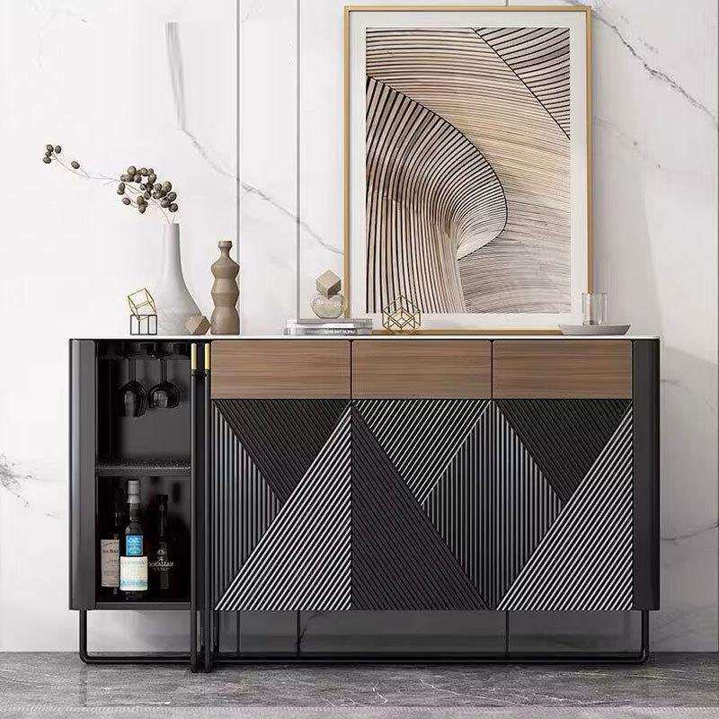 美式轻奢餐边柜入户正对门玄关柜现代简约客厅岩板边柜收纳储物柜