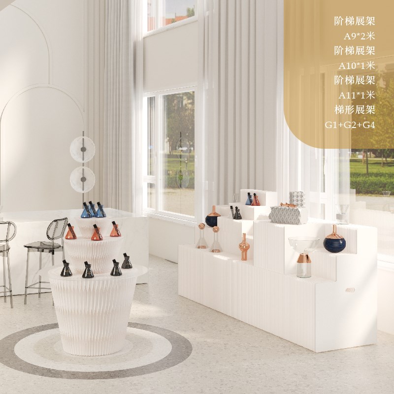 广东产发光阶梯展示架 可拆卸多外拍灯