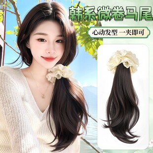 假发辫子低双侧马尾女高片长发抓夹发圈仿真人发新中式自然麻花辫