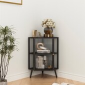 轻奢玻璃墙角柜转角柜简约客厅边角储物柜三角柜餐边柜展示柜洒柜