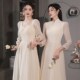 仙气姐妹团礼服女显瘦小众平时可穿 长款 香槟色伴娘服2024夏季 新款