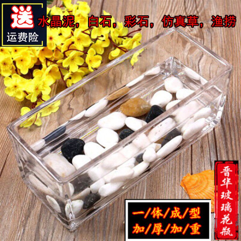 加厚玻璃花瓶长方形特大号花盆鱼缸水培水养植物器皿造景容器包邮