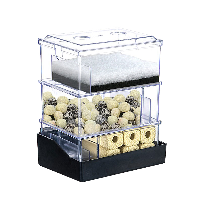 迷你鱼缸吸粪过滤器壁挂式小型滴流盒静音瀑布龟缸过滤盒循环系统