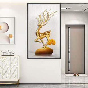 屏风定制卫生间半墙隔断柜高端钢化磨砂艺术玻璃铝合金边框发财鹿