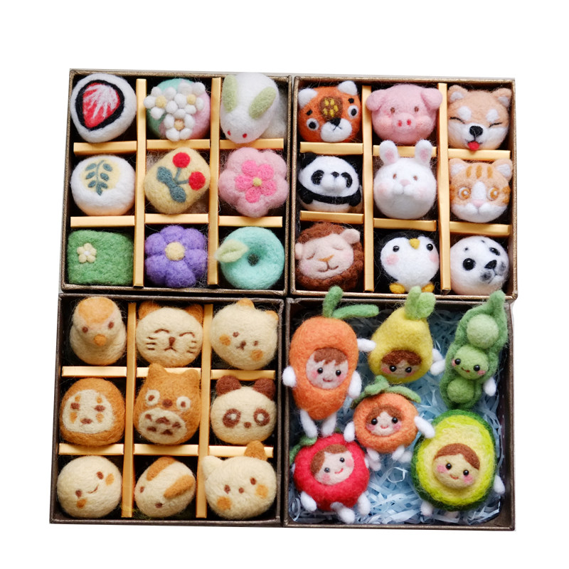 手工羊毛毡DIY戳戳乐甜蜜点心饼干动物水果礼盒烧果子材料包送礼