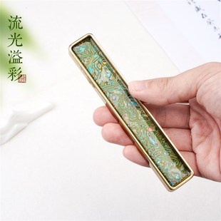 黄铜螺钿镇纸实心镇尺书法专用压书压纸神器毛笔文房四宝创意镇尺